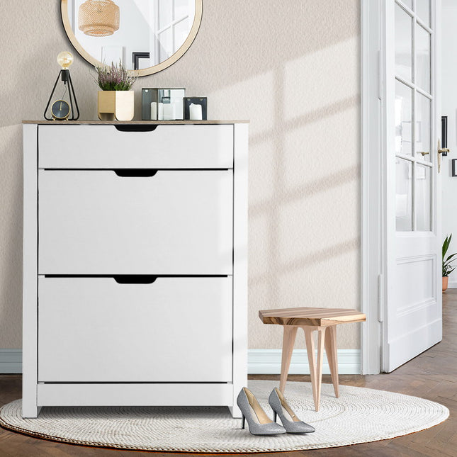 Artiss Shoe Rack Cabinet 16 Pairs White Ana.
