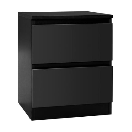 Artiss Bedside Table 2 Drawers - PEPE Black.