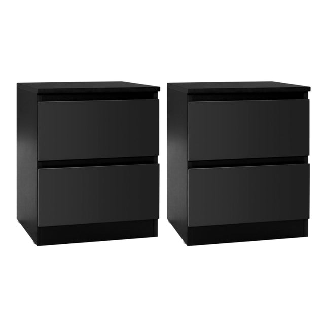 Artiss 2x Bedside Table 2 Drawers - PEPE Black.