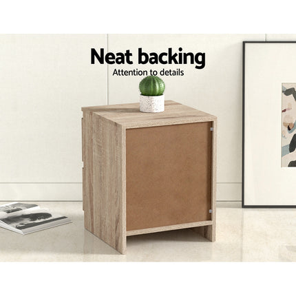 Artiss Bedside Table 2 Drawers - PEPE Oak.