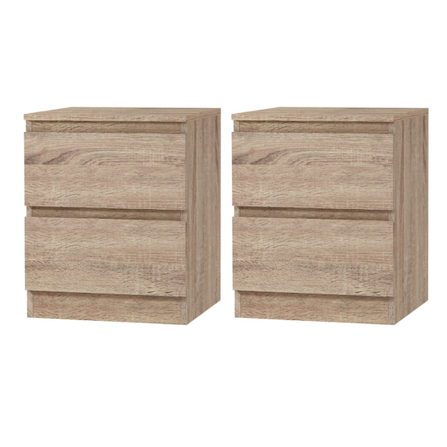 Artiss 2x Bedside Table 2 Drawers - PEPE Oak.