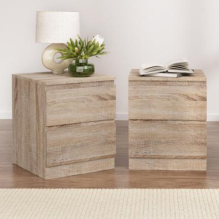 Artiss 2x Bedside Table 2 Drawers - PEPE Oak.