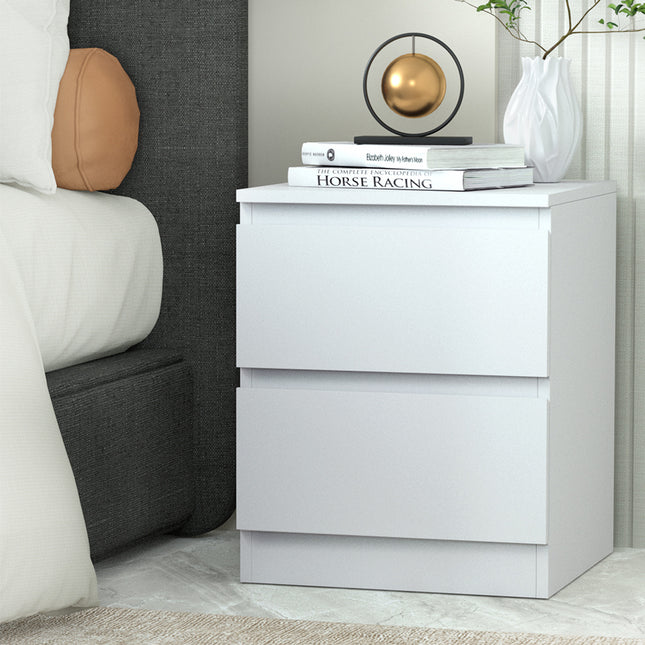 Artiss Bedside Table 2 Drawers - PEPE White.