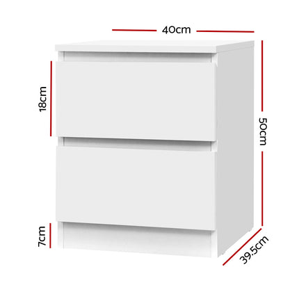 Artiss Bedside Table 2 Drawers - PEPE White.