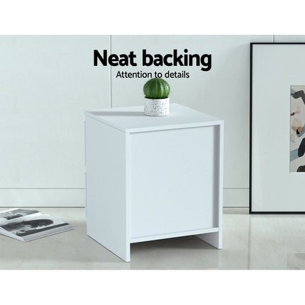 Artiss Bedside Table 2 Drawers - PEPE White.