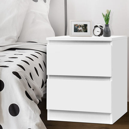 Artiss Bedside Table 2 Drawers - PEPE White.