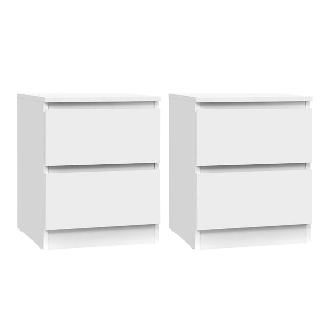 Artiss 2x Bedside Table 2 Drawers - PEPE White.