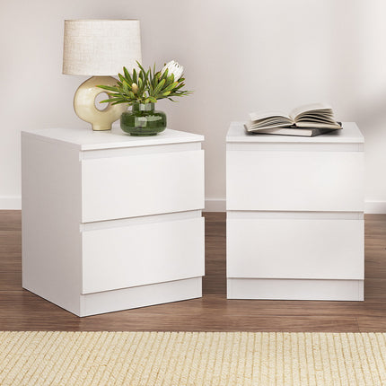 Artiss 2x Bedside Table 2 Drawers - PEPE White.