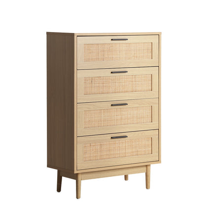 Artiss 4 Chest of Drawers Rattan Tallboy Pine - BRIONY.