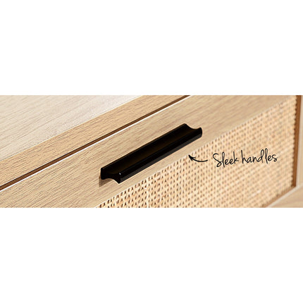 Artiss 4 Chest of Drawers Rattan Tallboy Pine - BRIONY.