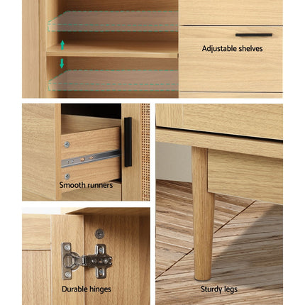 Artiss Rattan Buffet Sideboard - BRIONY Oak.