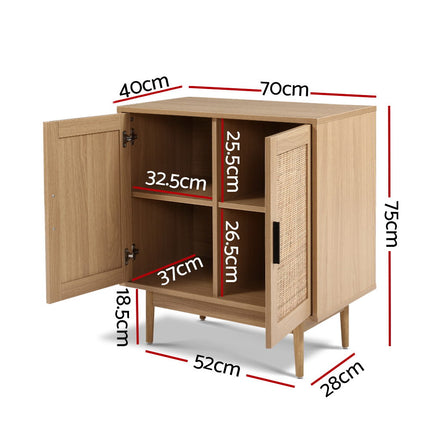 Artiss Rattan Buffet Sideboard 2 Doors - BRIONY Oak.
