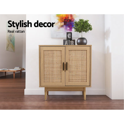 Artiss Rattan Buffet Sideboard 2 Doors - BRIONY Oak.