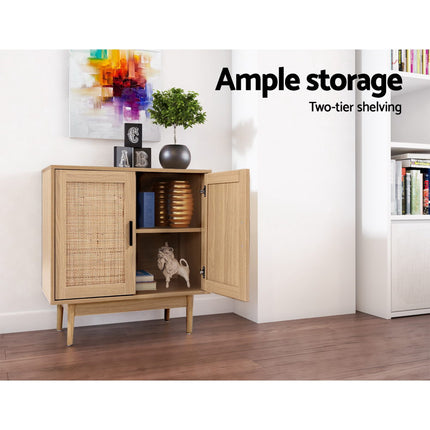 Artiss Rattan Buffet Sideboard 2 Doors - BRIONY Oak.