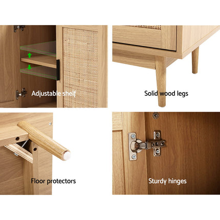 Artiss Rattan Buffet Sideboard 2 Doors - BRIONY Oak.
