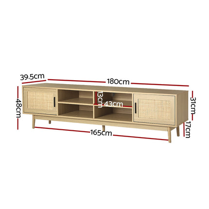 Artiss TV Cabinet Entertainment Unit 180cm Rattan Cole.