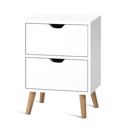 Artiss Bedside Table 2 Drawers - BODEN White.