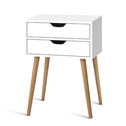 Artiss Bedside Table 2 Drawers - BODIE White.