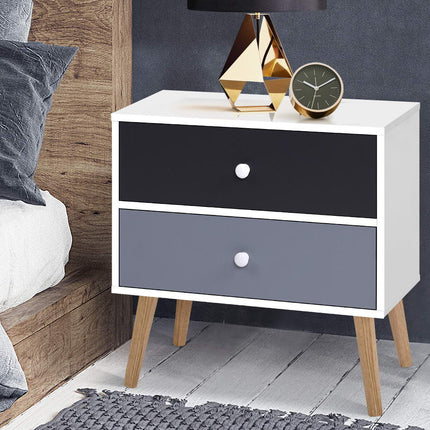 Artiss Bedside Table 2 Drawers - BONDS White.