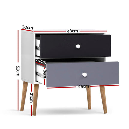 Artiss Bedside Table 2 Drawers - BONDS White.