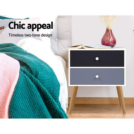 Artiss Bedside Table 2 Drawers - BONDS White.