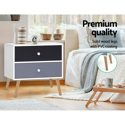 Artiss Bedside Table 2 Drawers - BONDS White.