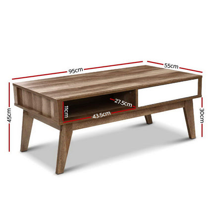 Artiss Coffee Table 2 Drawers Walnut Serena.