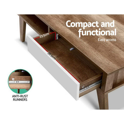 Artiss Coffee Table 2 Drawers Walnut Serena.