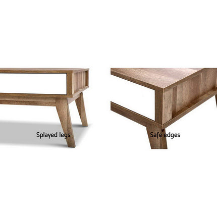 Artiss Coffee Table 2 Drawers Walnut Serena.