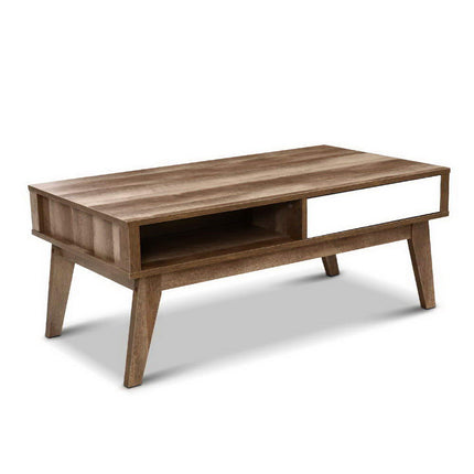 Artiss Coffee Table 2 Drawers Walnut Serena.