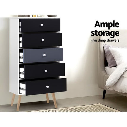 Artiss 5 Chest of Drawers - BONDS White.