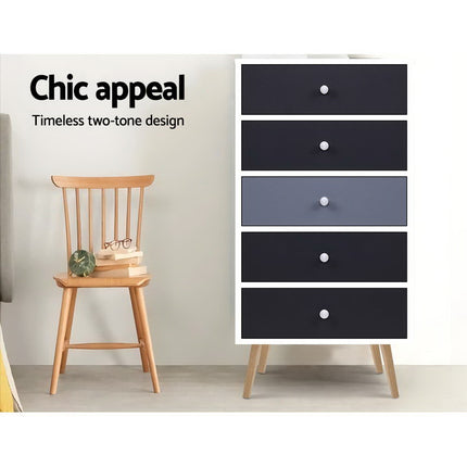 Artiss 5 Chest of Drawers - BONDS White.