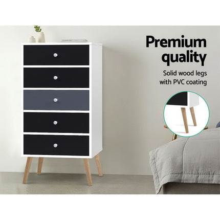 Artiss 5 Chest of Drawers - BONDS White.