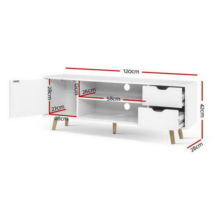 Artiss TV Cabinet Entertainment Unit 120cm White Larin.