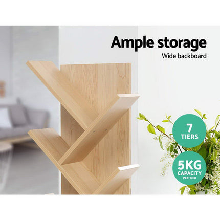 Artiss Tree Bookshelf 7 Tiers - ECHO Oak.