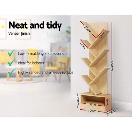 Artiss Tree Bookshelf 7 Tiers - ECHO Oak.