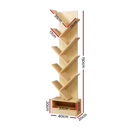 Artiss Tree Bookshelf 9 Tiers - ECHO Oak.