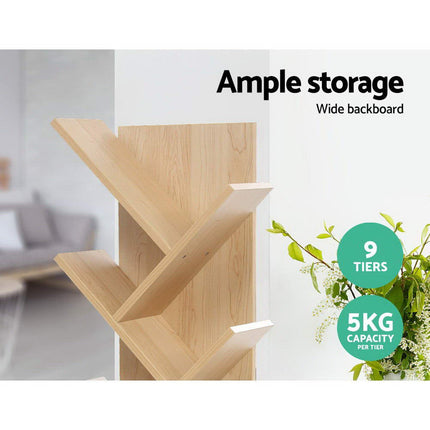 Artiss Tree Bookshelf 9 Tiers - ECHO Oak.