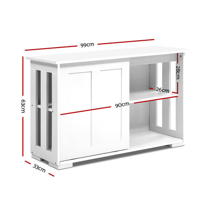 Artiss Buffet Sideboard Sliding Doors - SERA White.