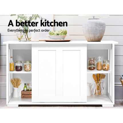 Artiss Buffet Sideboard Sliding Doors - SERA White.