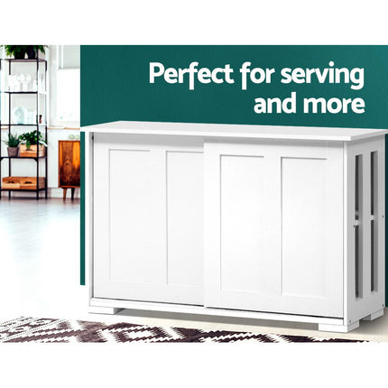 Artiss Buffet Sideboard Sliding Doors - SERA White.