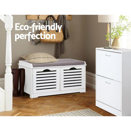 Artiss Shoe Rack Cabinet Bench White Caye.