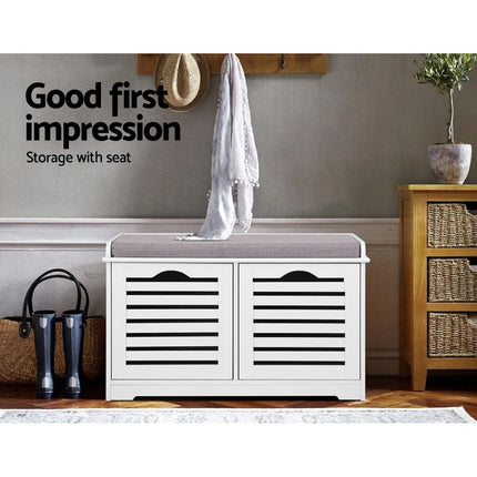 Artiss Shoe Rack Cabinet Bench White Caye.