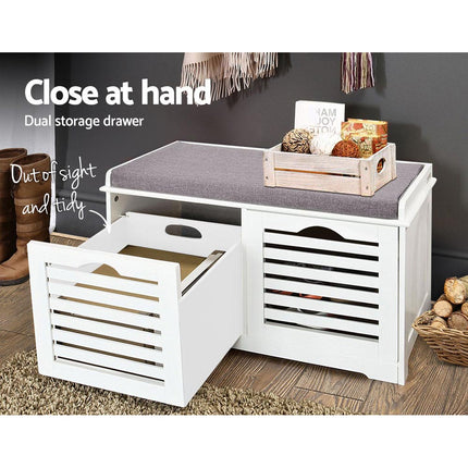 Artiss Shoe Rack Cabinet Bench White Caye.