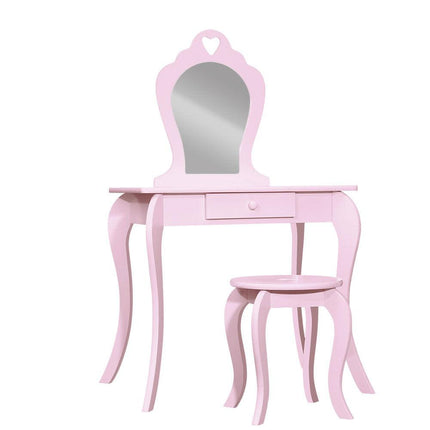 Keezi Kids Dressing Table Stool Set Vanity Mirror Princess Children Makeup Pink.