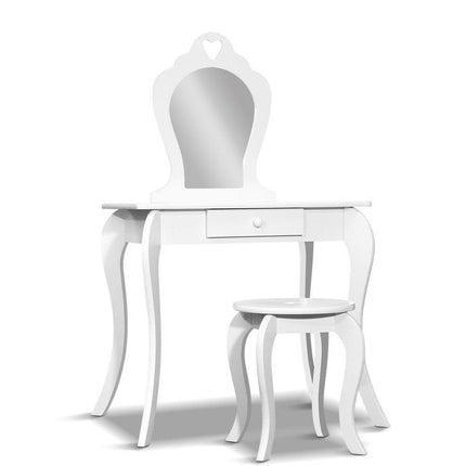 Keezi Kids Dressing Table Stool Set Vanity Mirror Princess Children Makeup White.