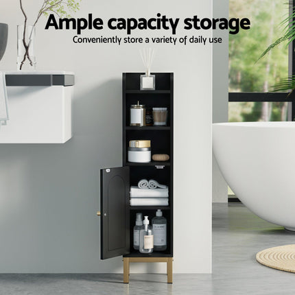 Artiss Bathroom Storage Cabinet Floor Organizer Toilet Corner Adjustable Black.