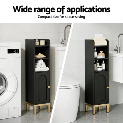 Artiss Bathroom Storage Cabinet Floor Organizer Toilet Corner Adjustable Black.
