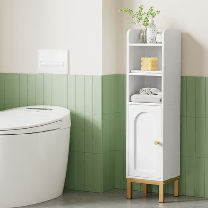 Artiss Bathroom Storage Cabinet Floor Organizer Toilet Corner Adjustable Shelf with Door White.