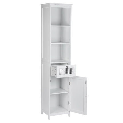 Artiss Bathroom Cabinet Storage 161cm White Rattan Tallboy Toilet Cupboard.
